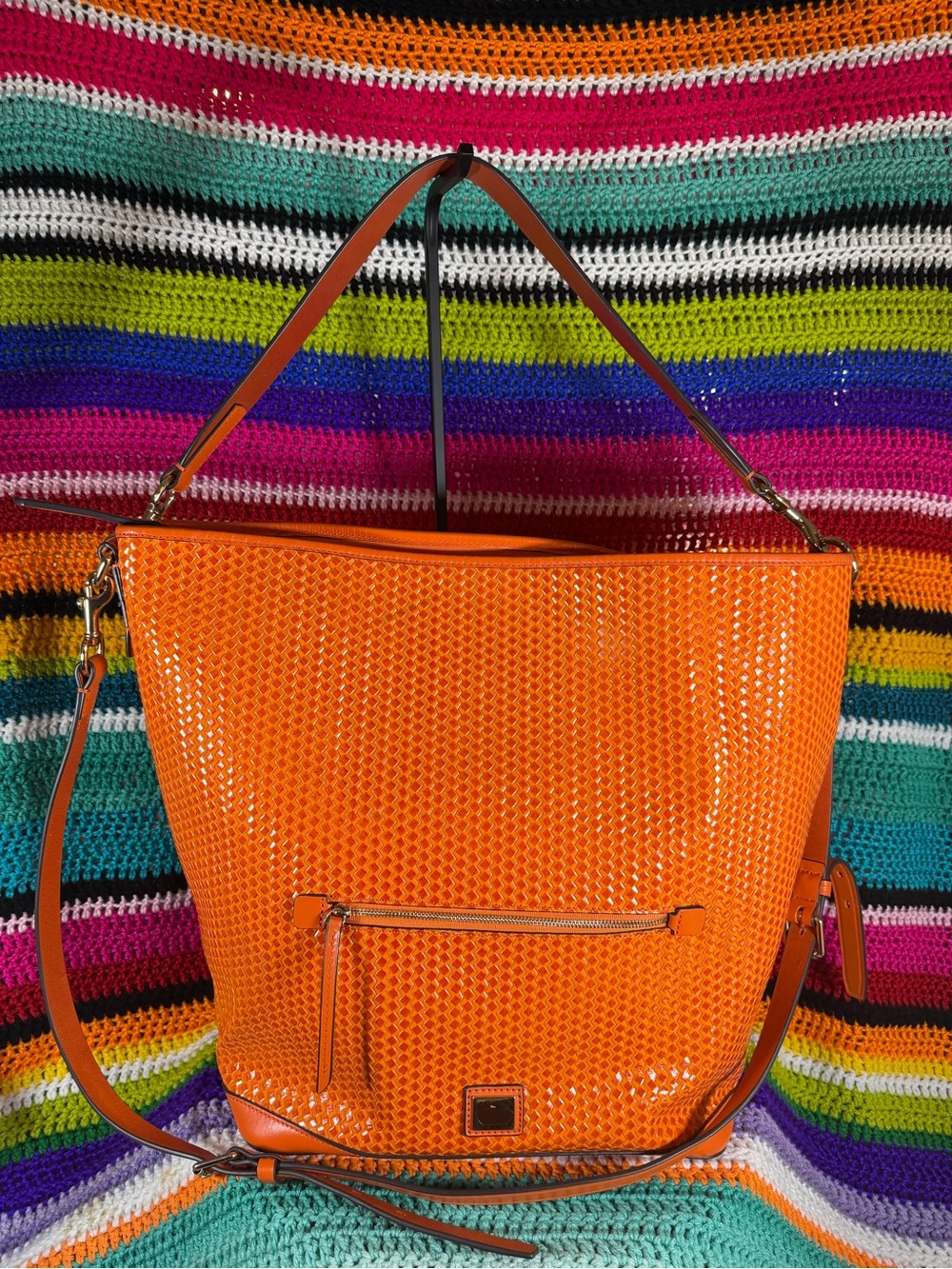 Dooney & Bourke Vibrant Orange Camden Woven Boho Tote